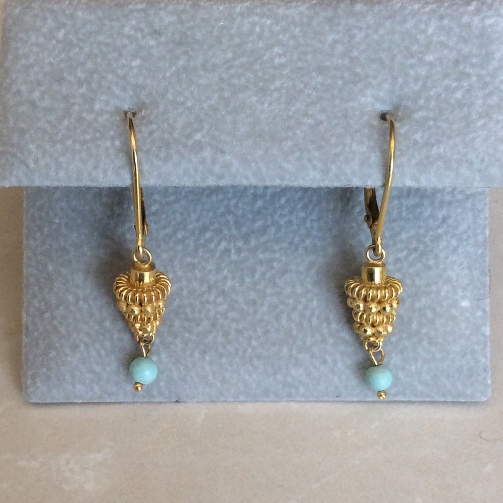 Dangle Earrings 14KYGP & Turquoise Gold plated
